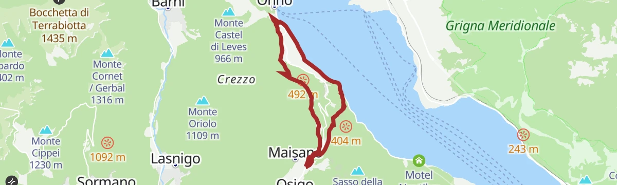 Route map: Caprante diviso tra torrenti e lago